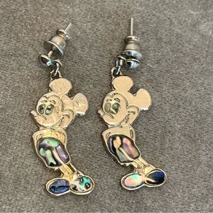 𝅺MICKEY Mouse Silvertone mother of pearl dangling earrings
